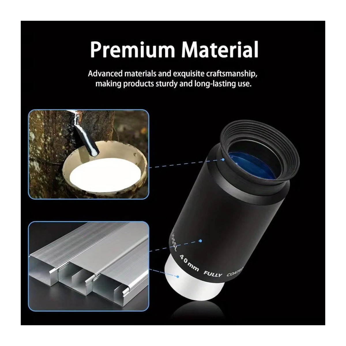 Eisgroub 40 mm Plössl-Teleskopokular 1,25 Zoll in Schwarz mit 4-Elemente-Design und Gewinde für astronomische Filter - Bild 4