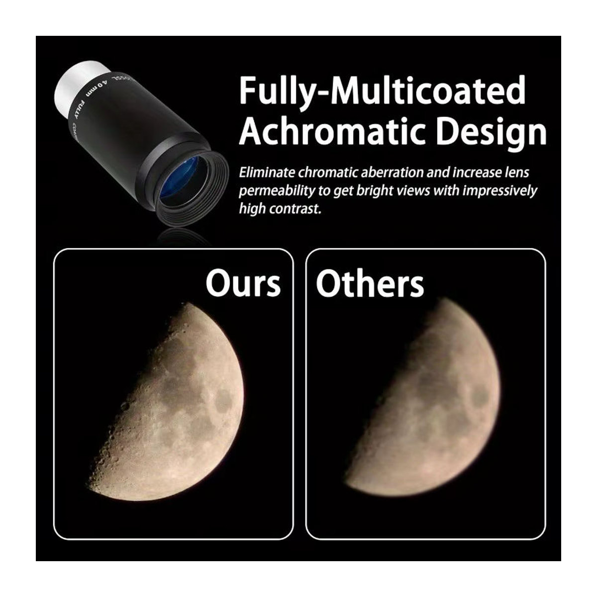 Eisgroub 40 mm Plössl-Teleskopokular 1,25 Zoll in Schwarz mit 4-Elemente-Design und Gewinde für astronomische Filter - Bild 6