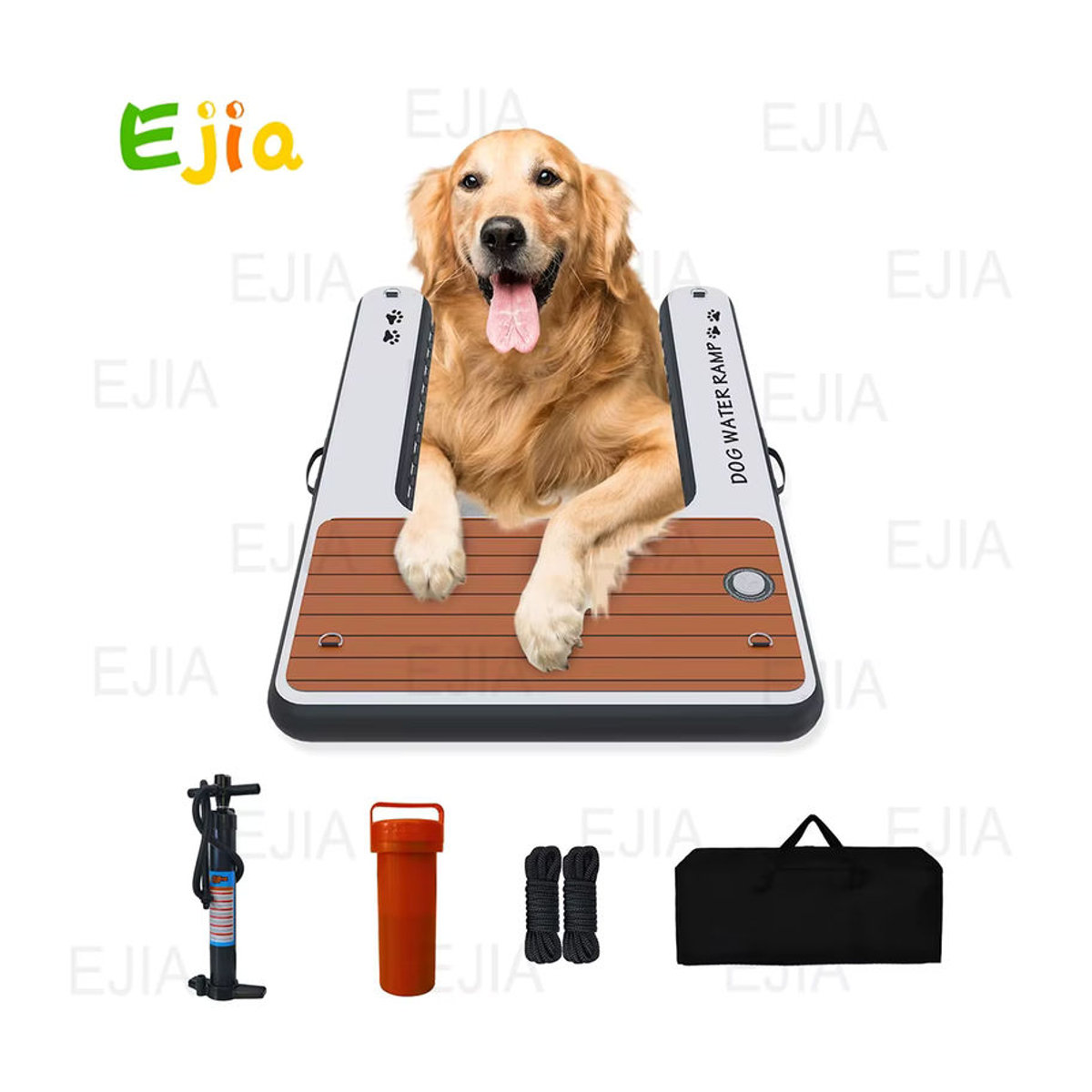 Ejia Aufblasbare Hundeboot-Rampe in Gelb, rutschfeste schwimmende EVA-Leiterrampe für Poolboote aus Kunststoff - Bild 7