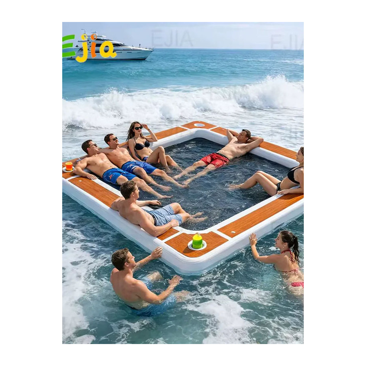 Ejia Aufblasbare schwimmende Plattform als Wasserhängematte und Liegefläche für Pool und See - Bild 6