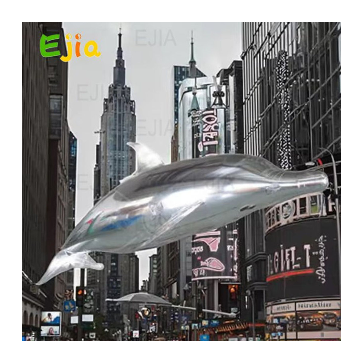 Ejia Aufblasbarer Delfin-Heliumballon in Silber mit Fernbedienung für Events und Partys, 2,2 m - Bild 1