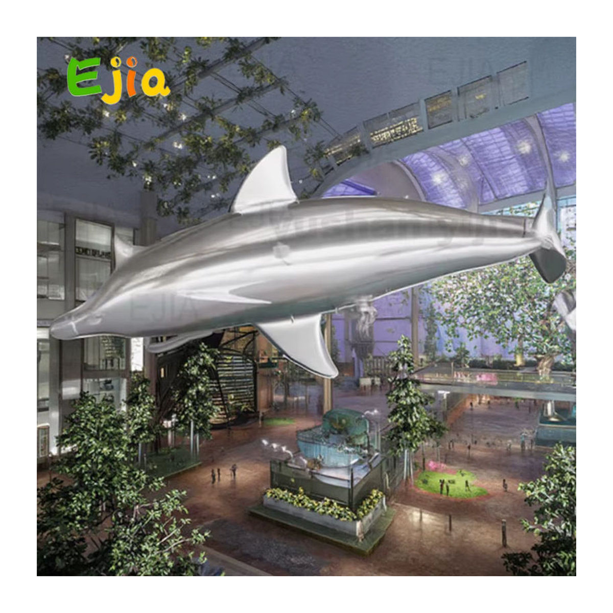 Ejia Aufblasbarer Delfin-Heliumballon in Silber mit Fernbedienung für Events und Partys, 2,2 m - Bild 4