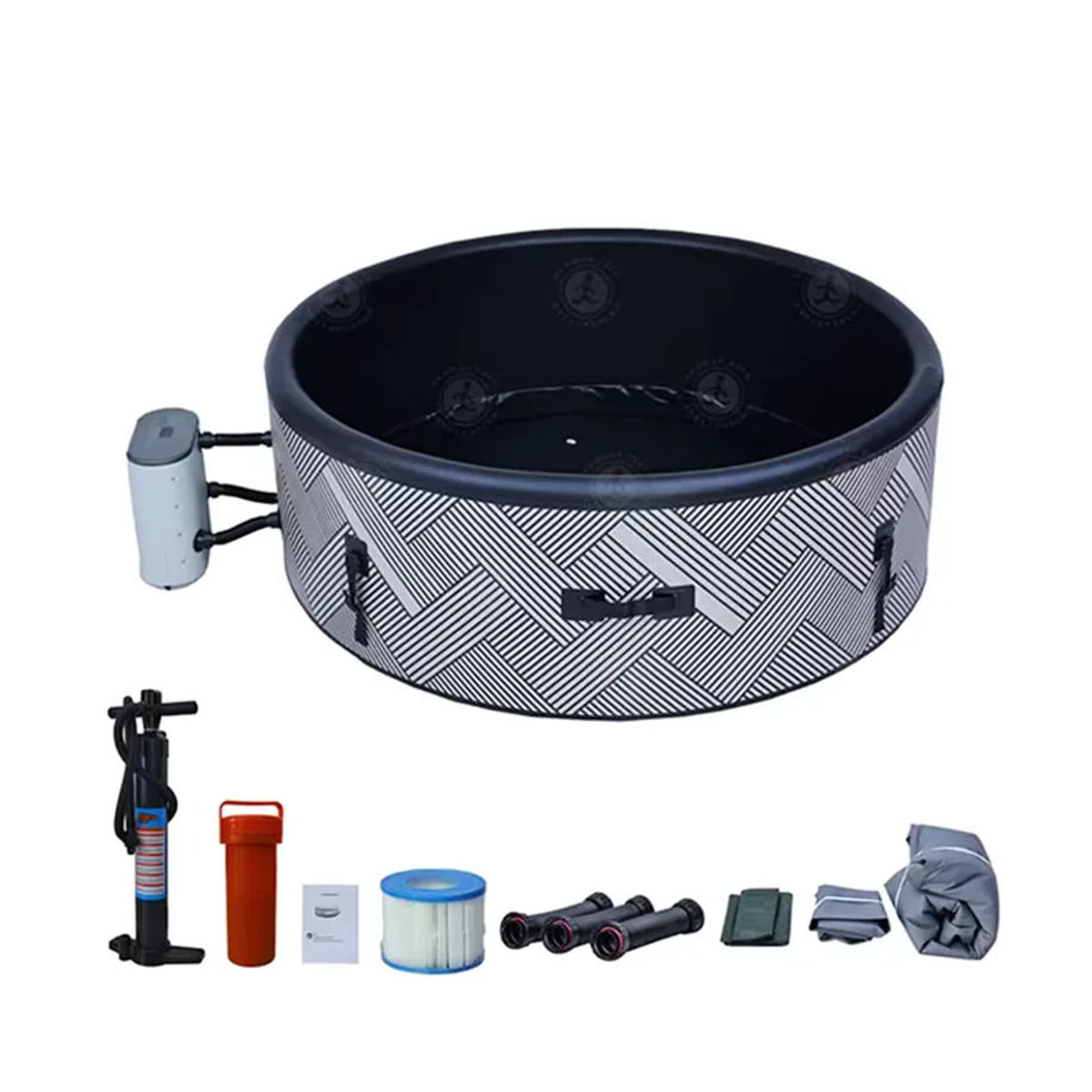 Ejia Aufblasbarer Outdoor-Whirlpool mit Sprudel- und Jet-Massage, Tragbarer Spa-Jacuzzi für 2-6 Personen in Schwarz oder Schwarz/Weiß - Bild 3
