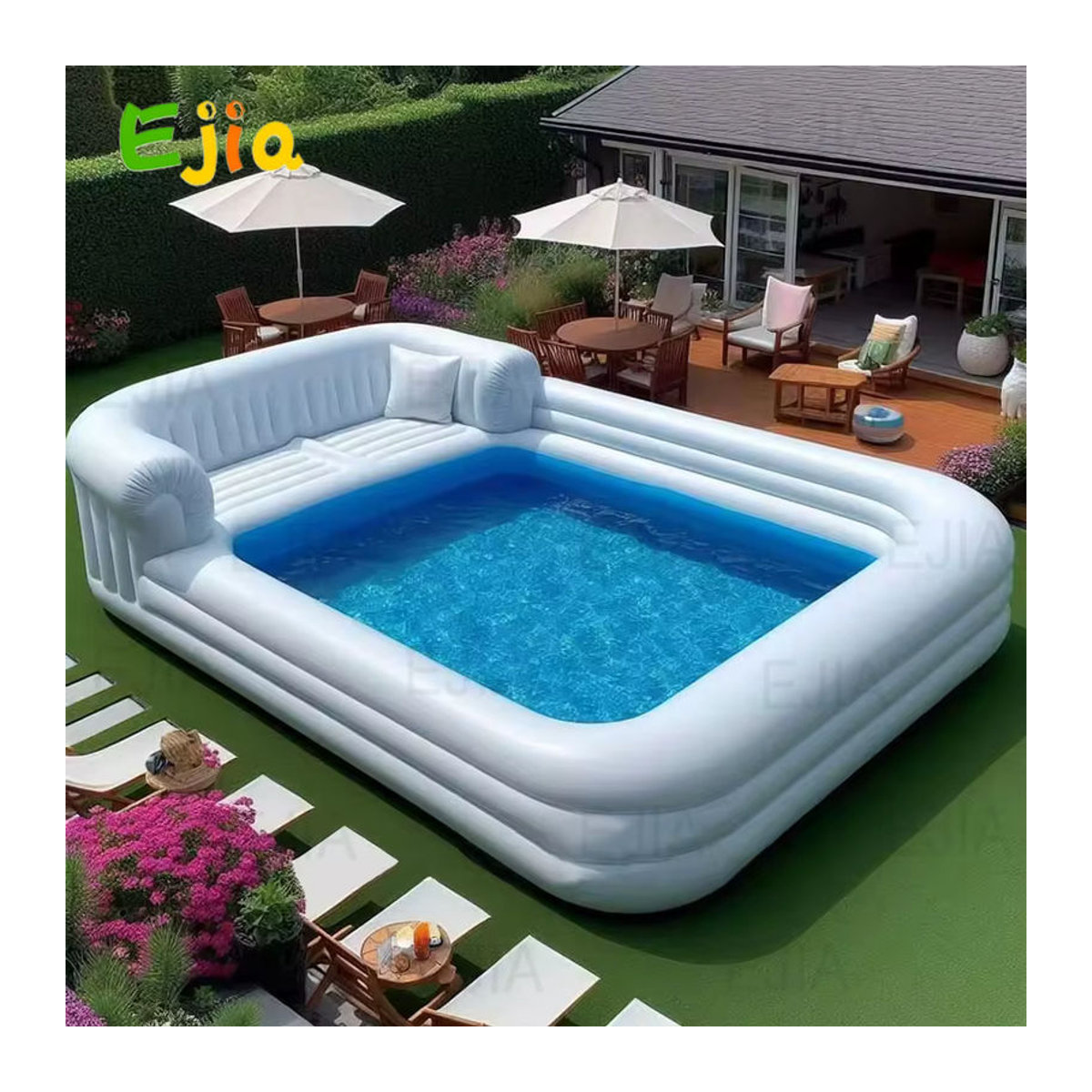 Ejia Aufblasbares 2-in-1 Sofa und Pool für Kinder und Erwachsene, 5m Lounge Chair für Familienfeiern im Freien - Bild 1