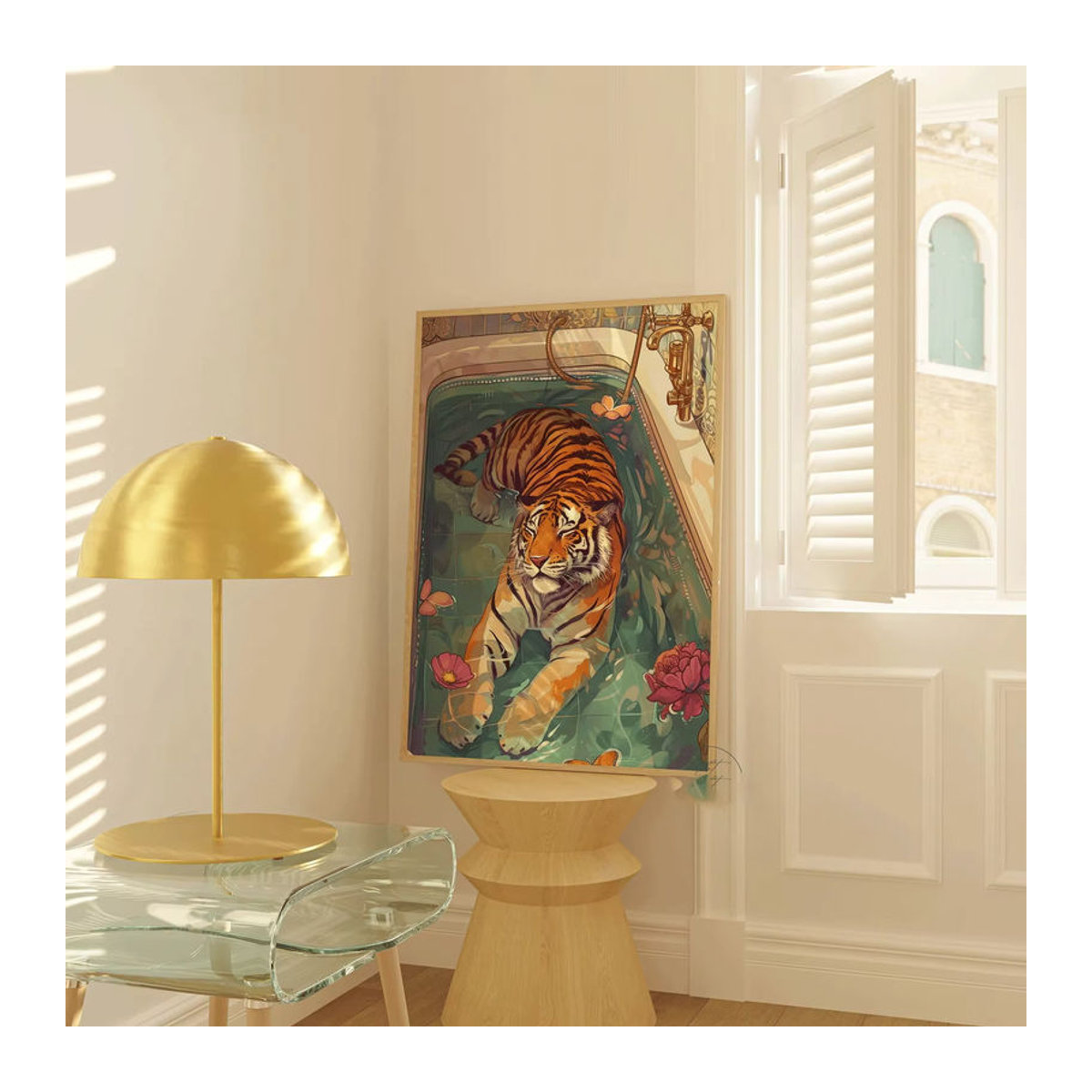 Eklektische Wandkunst mit Tiger-Motiv als digitaler Druck, farbenfrohes Tierprint-Poster in Hochformat für deine Dekoration - Bild 4