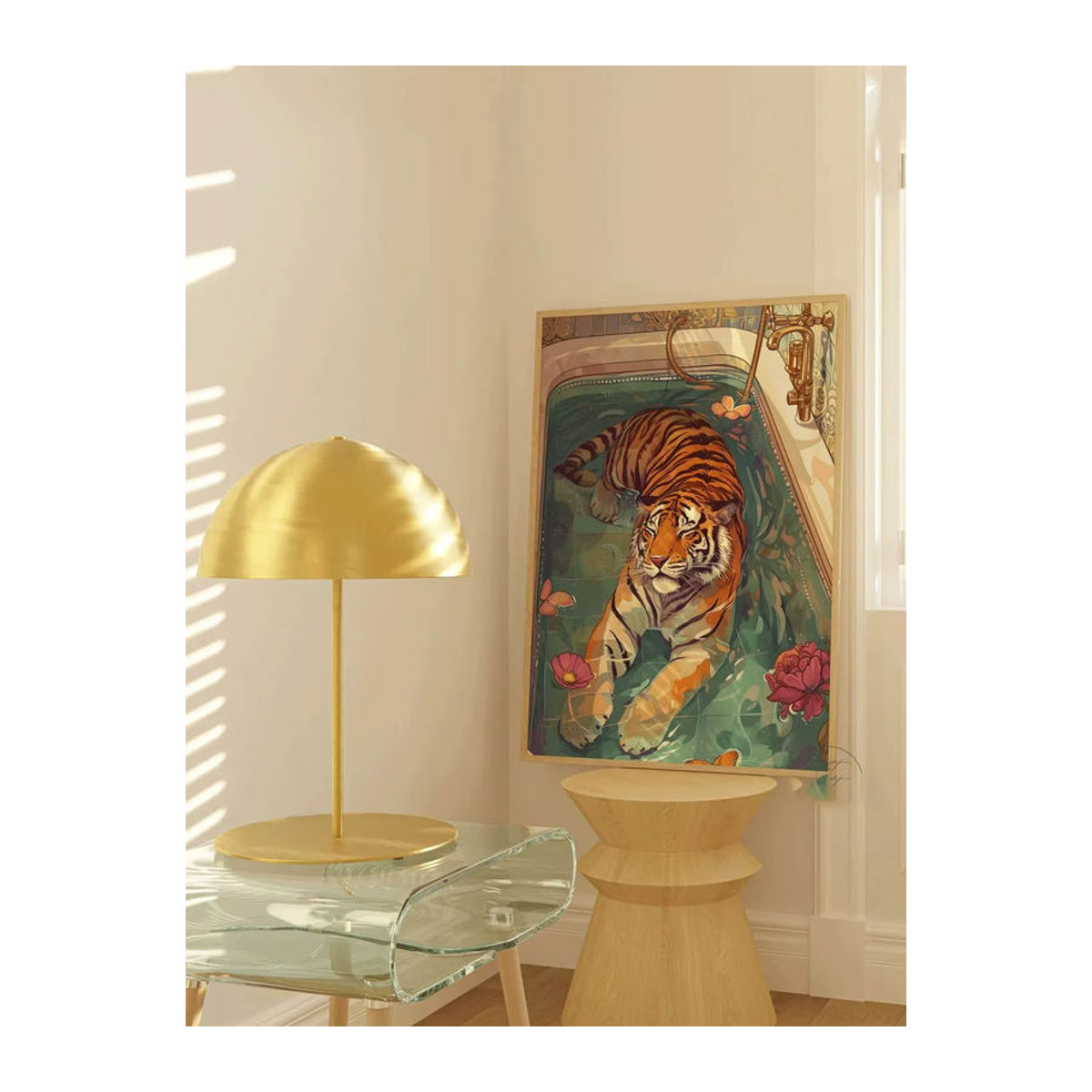 Eklektische Wandkunst mit Tiger-Motiv als digitaler Druck, farbenfrohes Tierprint-Poster in Hochformat für deine Dekoration - Bild 7