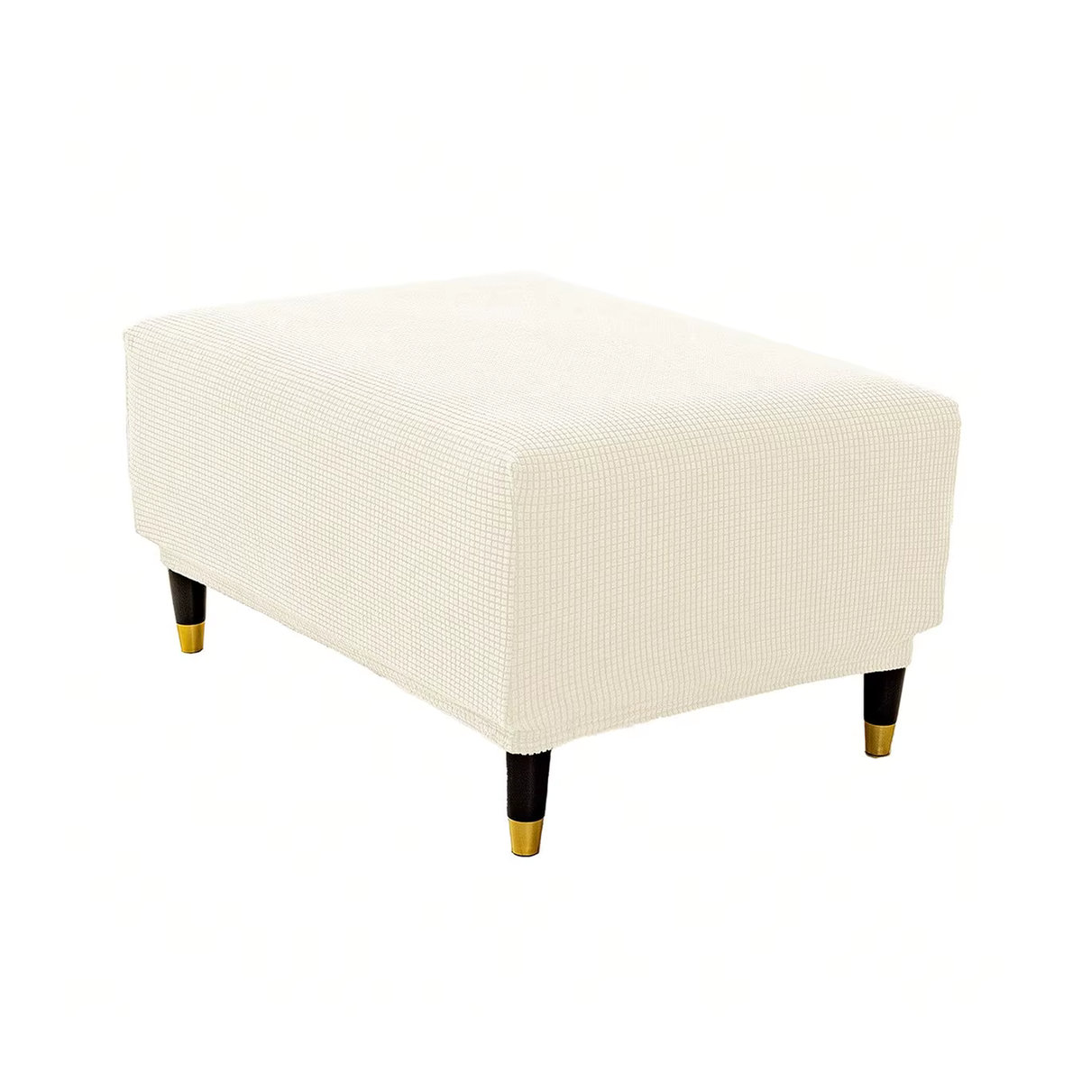 Elastische Hockerabdeckung für quadratische Ottomans und Sofa-Fußstützen in Beige oder Weiß - Bild 2