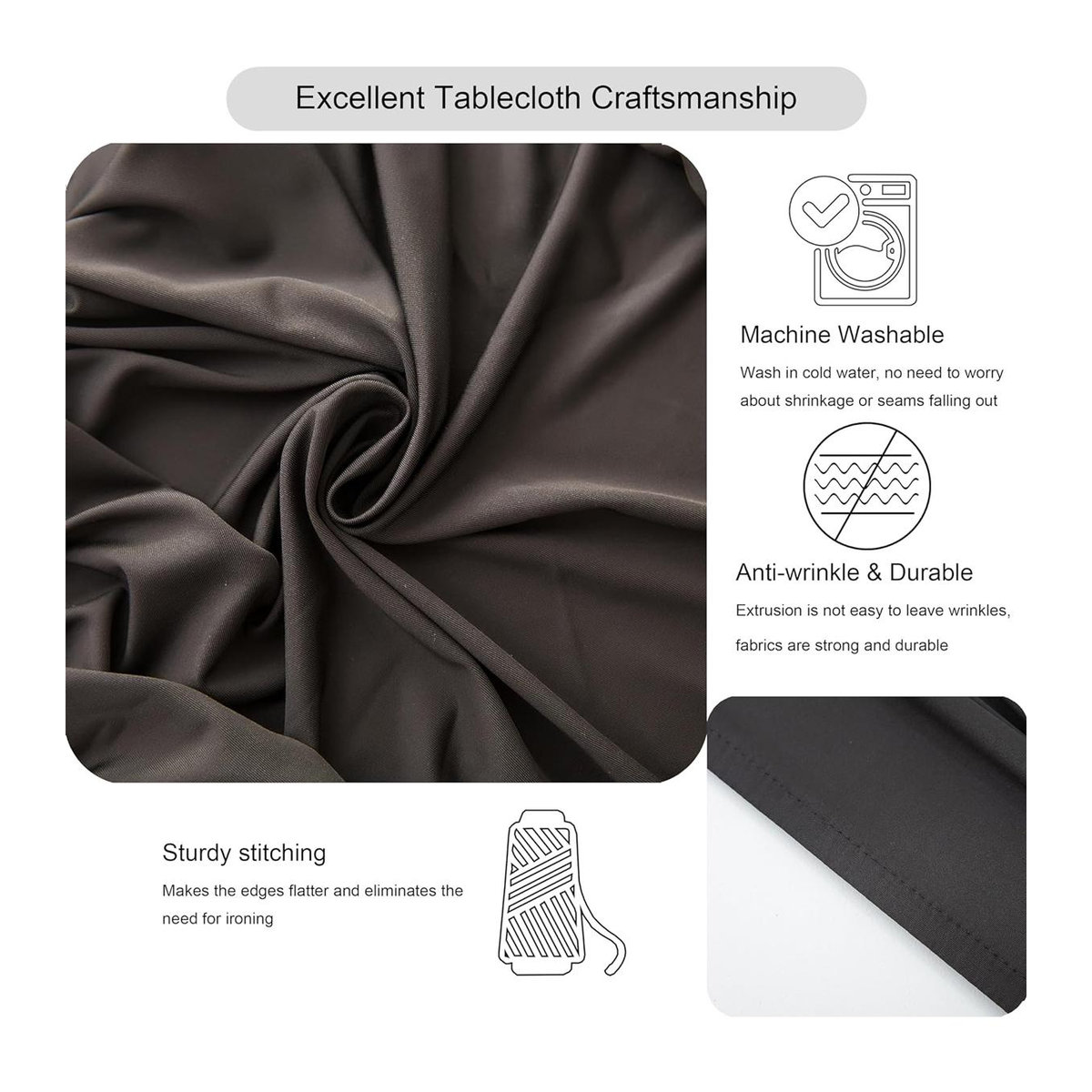 Elastische Tischdecke aus Spannstoff für Klapptische von NanHeng in Elfenbein, B/T: 76 x 122 cm - Bild 1