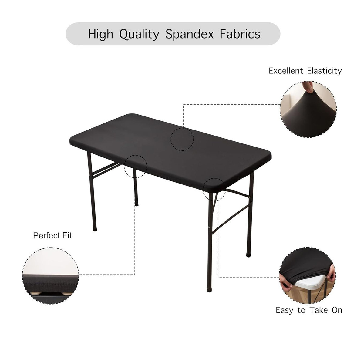 Elastische Tischdecke aus Spannstoff für Klapptische von NanHeng in Weiß, B/T/H: 183 x 76 cm - Bild 1