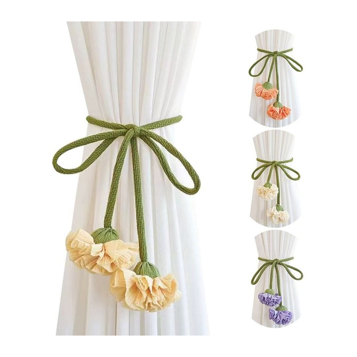 Elastische Vorhang-Raffhalter in Blumenform, mehrfarbige Vorhangschnallen zum Einhängen ohne Bohren für dein Kinderzimmer - Bild 1