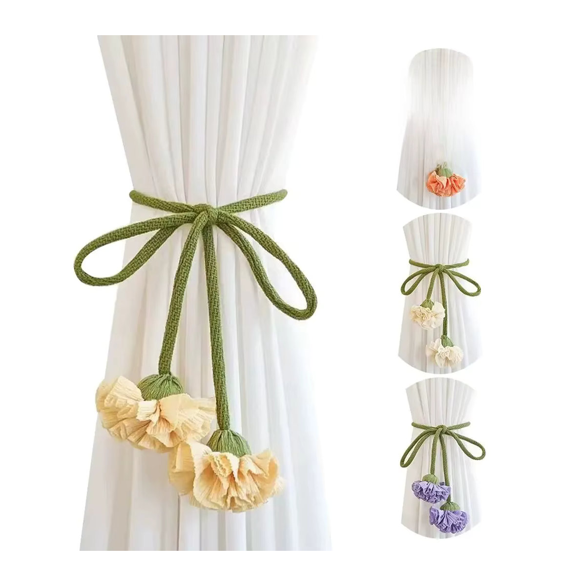 Elastische Vorhang-Raffhalter in Blumenform, mehrfarbige Vorhangschnallen zum Einhängen ohne Bohren für dein Kinderzimmer - Bild 5