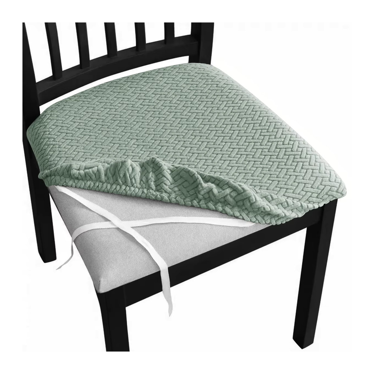 Elastischer Esszimmer Stuhl Sitzbezug aus Jacquard in Rot oder Schwarz zum Schutz deiner Stühle - Bild 4