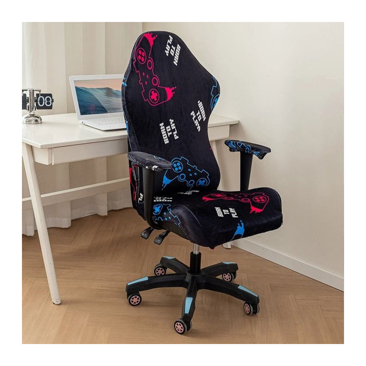 Elastischer Gaming-Stuhlbezug aus Textil in Schwarz für Bürostühle und Drehstühle - Bild 1