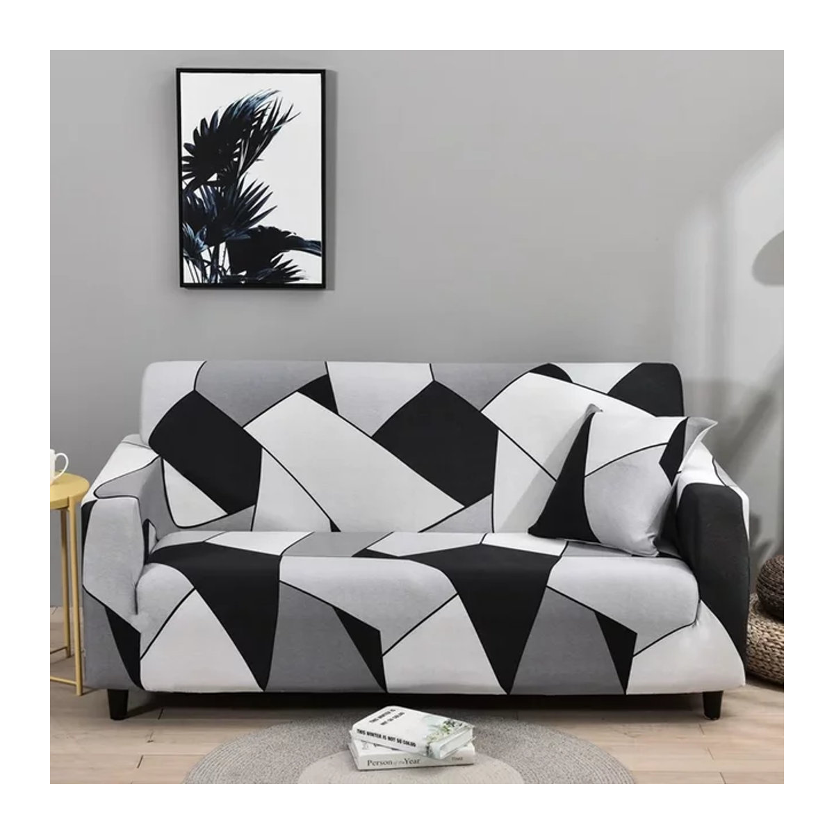 Elastischer Geometrie Plaid Sofa Bezug für 1- bis 4-Sitzer in Mehrfarbig - Bild 1