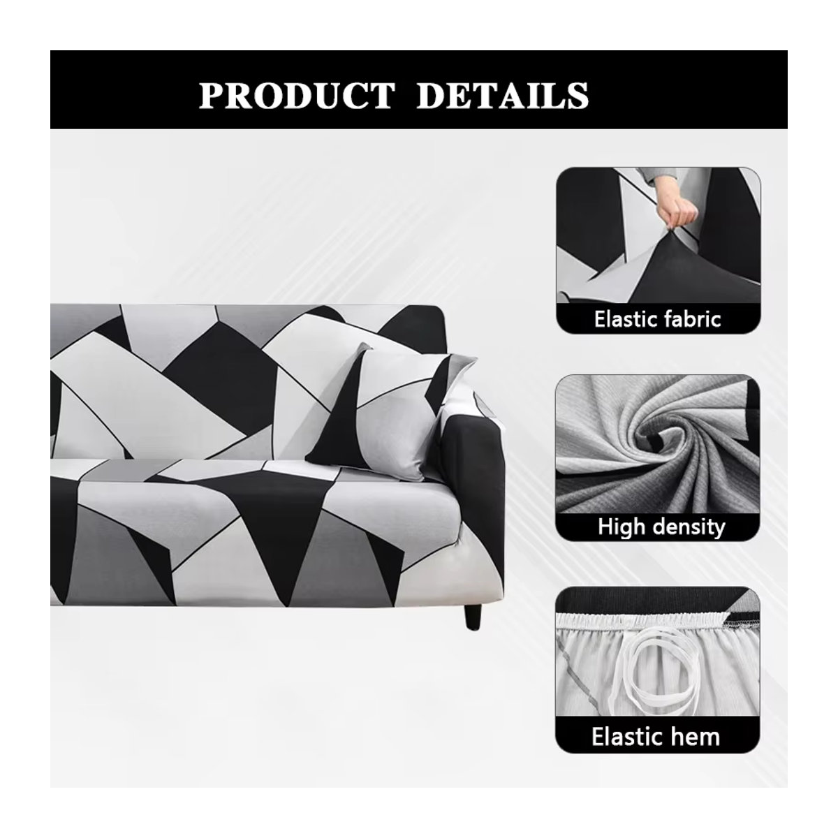 Elastischer Geometrie Plaid Sofa Bezug für 1- bis 4-Sitzer in Mehrfarbig - Bild 2