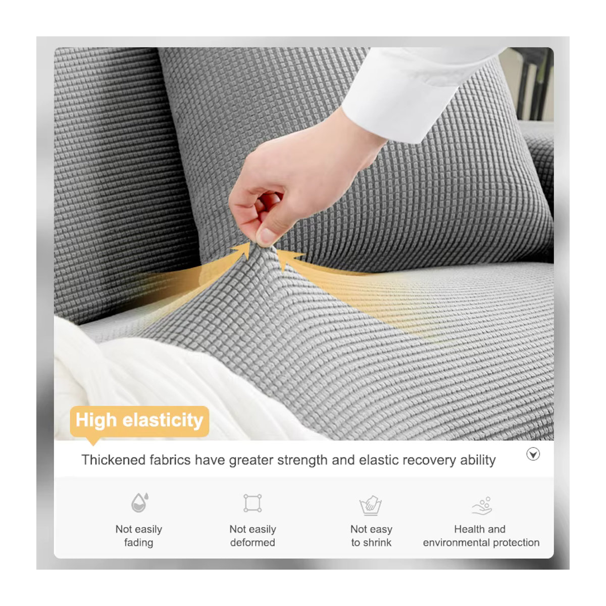 Elastischer Jacquard-Sofabezug für L-förmige Ecksofas in Blau oder Grün für 1 bis 4 Sitzplätze - Bild 3