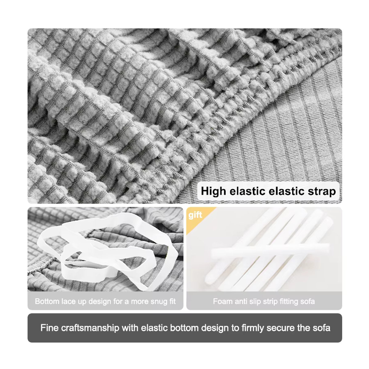 Elastischer Jacquard-Sofabezug für L-förmige Ecksofas in Blau oder Grün für 1 bis 4 Sitzplätze - Bild 4