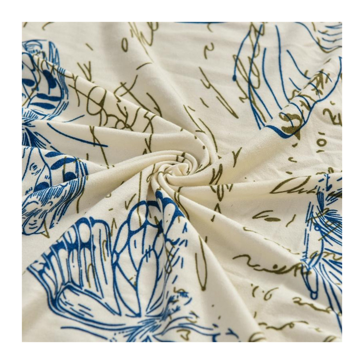 Elastischer Ohrensesselbezug mit Blattmotiv von A Family Of Home Textiles in Weiß - Bild 1