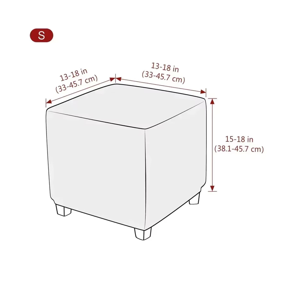 Elastischer Ottoman-Bezug aus Jacquard in Grau für quadratische Hocker und Fußstützen - Bild 2