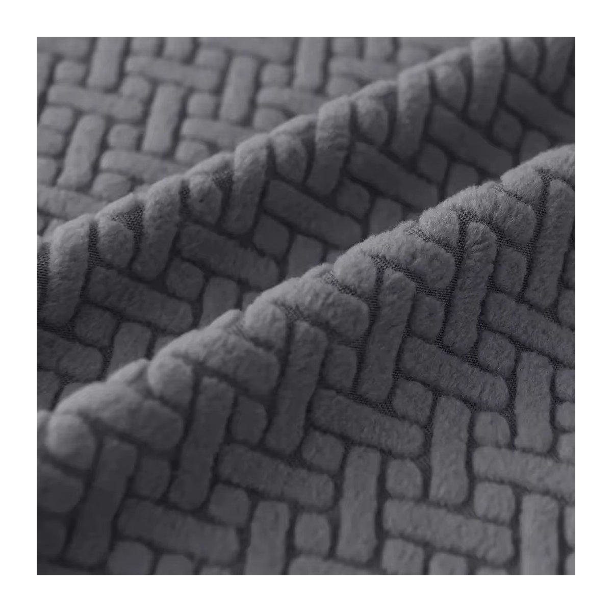 Elastischer Ottoman-Bezug aus Jacquard in Grau für quadratische Hocker und Fußstützen - Bild 4