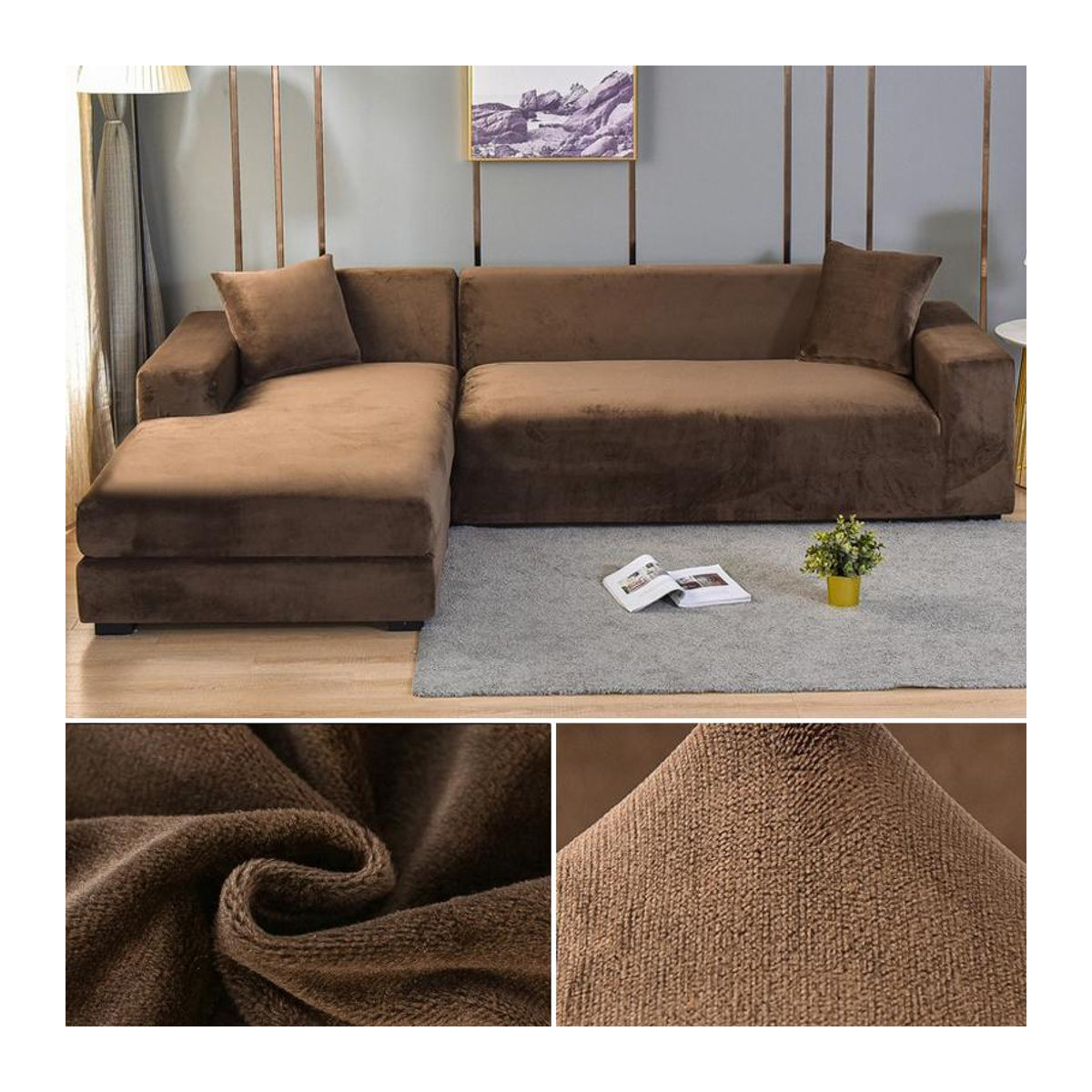 Elastischer Samt-Sofabezug von Your Warm Home für 2-Sitzer, mehrfarbig - Bild 3