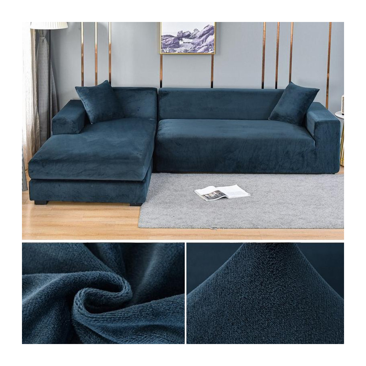 Elastischer Samt-Sofabezug von Your Warm Home für 3-Sitzer, mehrfarbig, L-förmiger Ecksofa-Plüschbezug für dein Wohnzimmer - Bild 4
