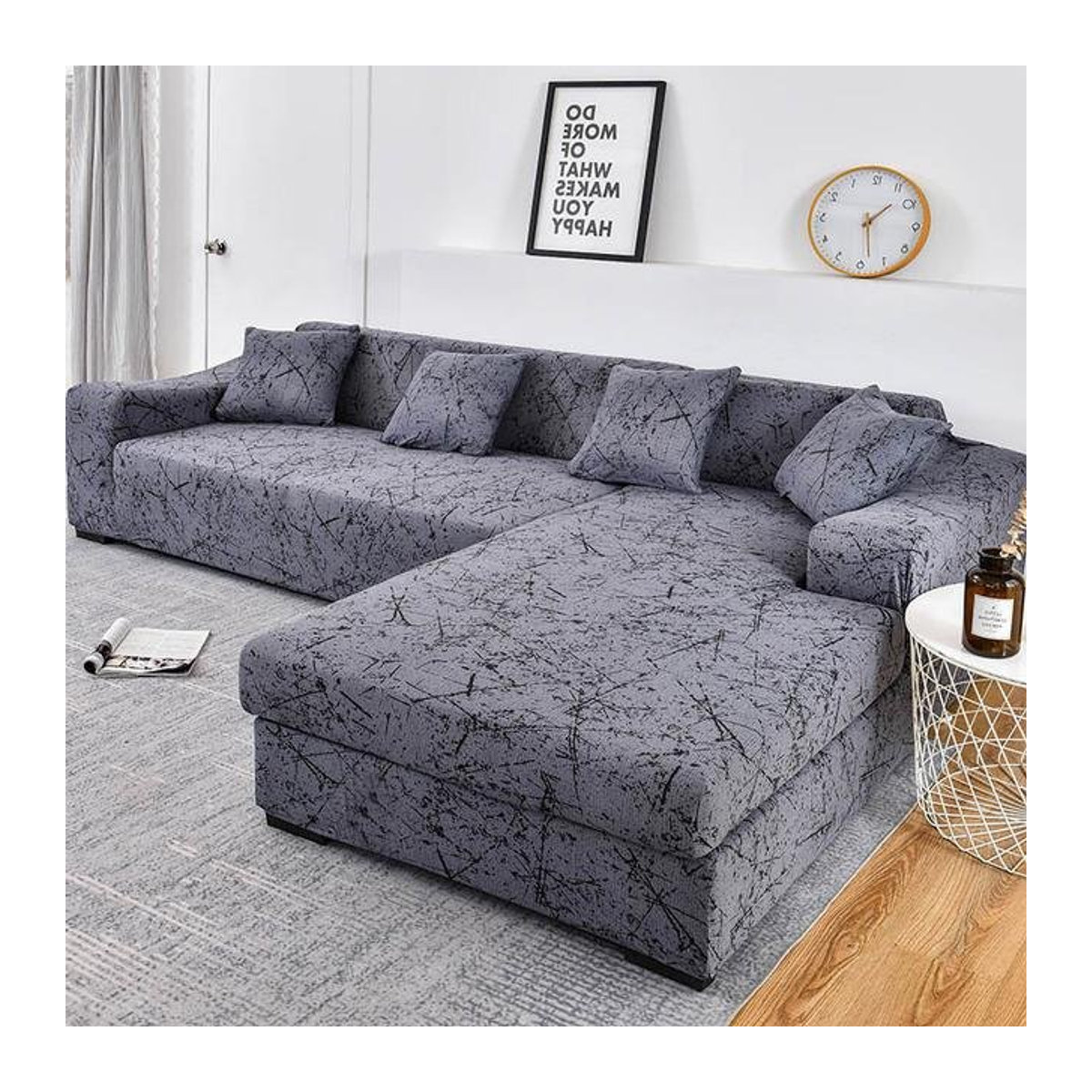 Elastischer Stretch-Sofabezug für L-förmige Eck-Chaiselongue-Sofas und 4-Sitzer, Breite: 235-300 cm - Bild 1