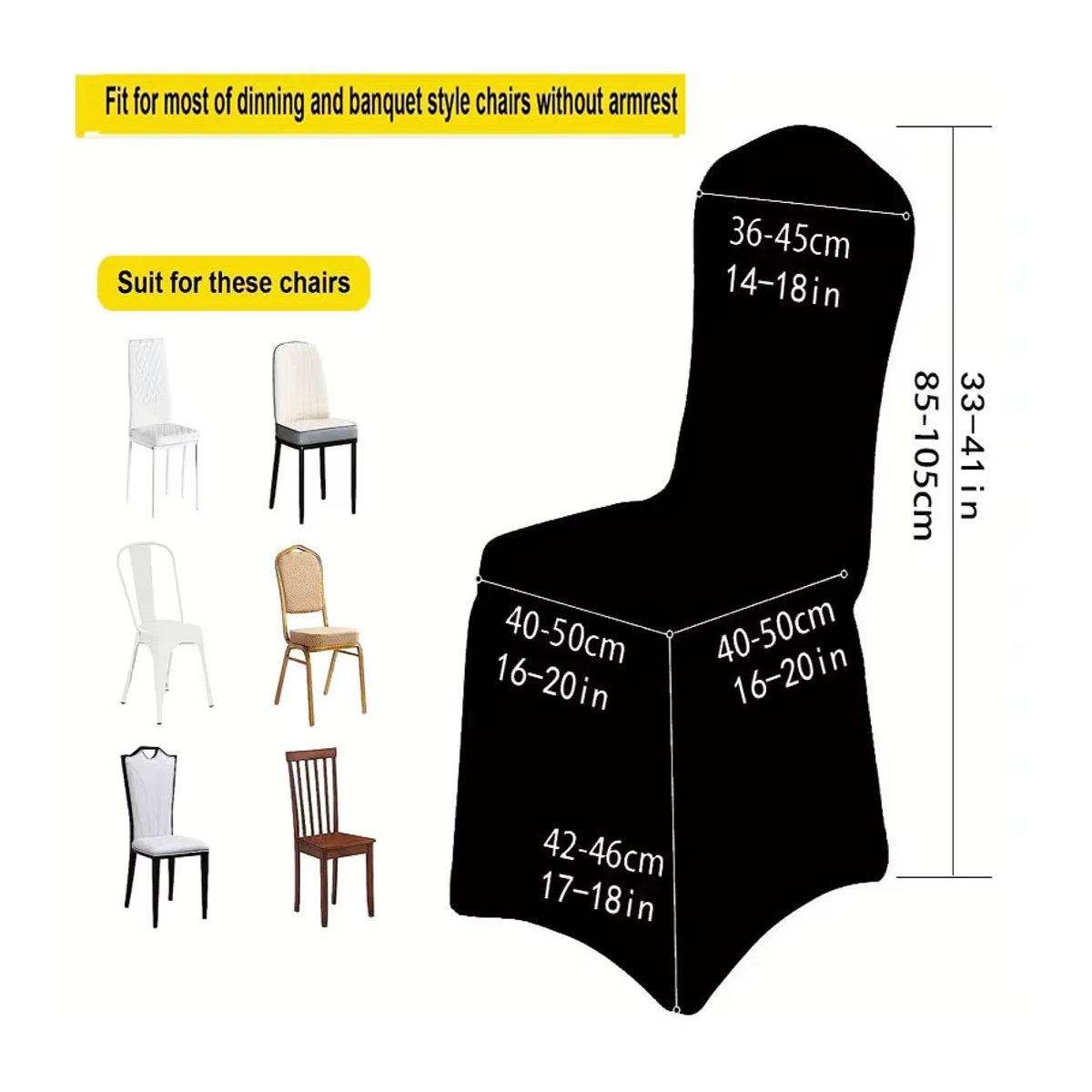 Elastischer Stuhlbezug in Weiß für Hochzeiten, Hotels und Restaurants, 1 oder 5 Stück - Bild 3