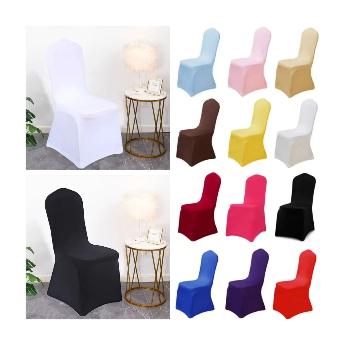 Elastischer Stuhlbezug in Weiß für Hochzeiten, Hotels und Restaurants, 1 oder 5 Stück - Bild 4