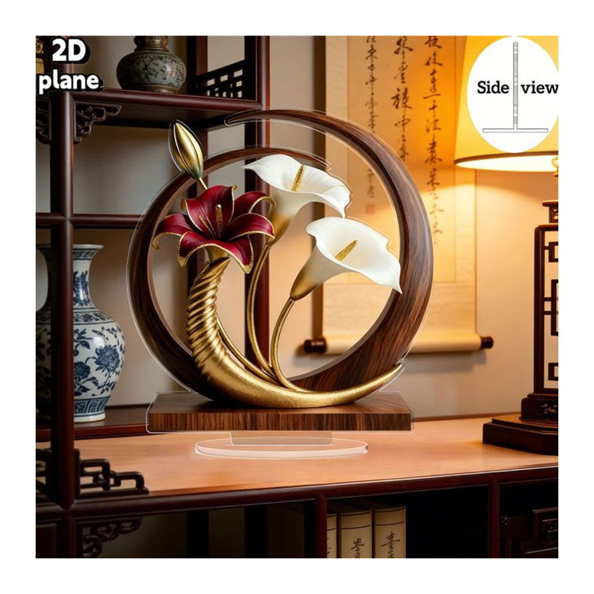 Elegante Acryl-Desktop-Dekoration mit floralem Design in Mehrfarbig für Heim und Büro - Bild 1