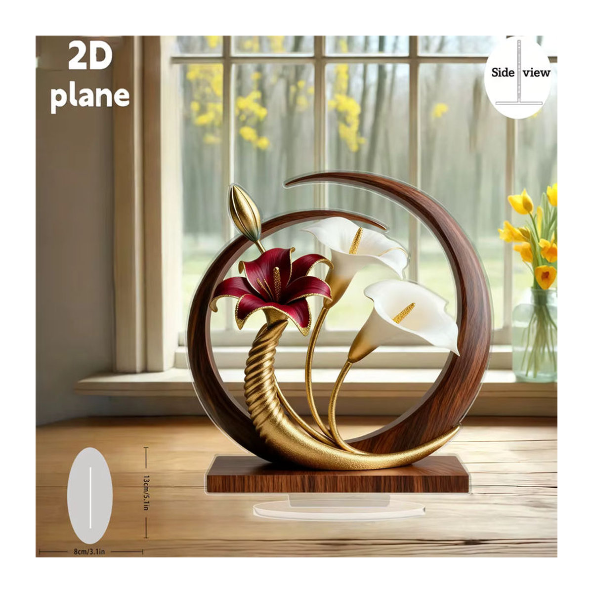 Elegante Acryl-Desktop-Dekoration mit floralem Design in Mehrfarbig für Heim und Büro - Bild 5