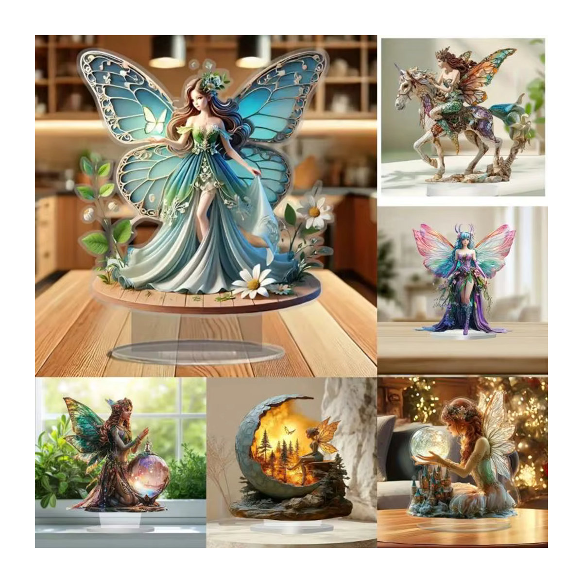 Elegante Fee 2D Acryl-Elfen-Schild, mehrfarbiges Tisch-Ornament für Zuhause und Büro - Bild 2