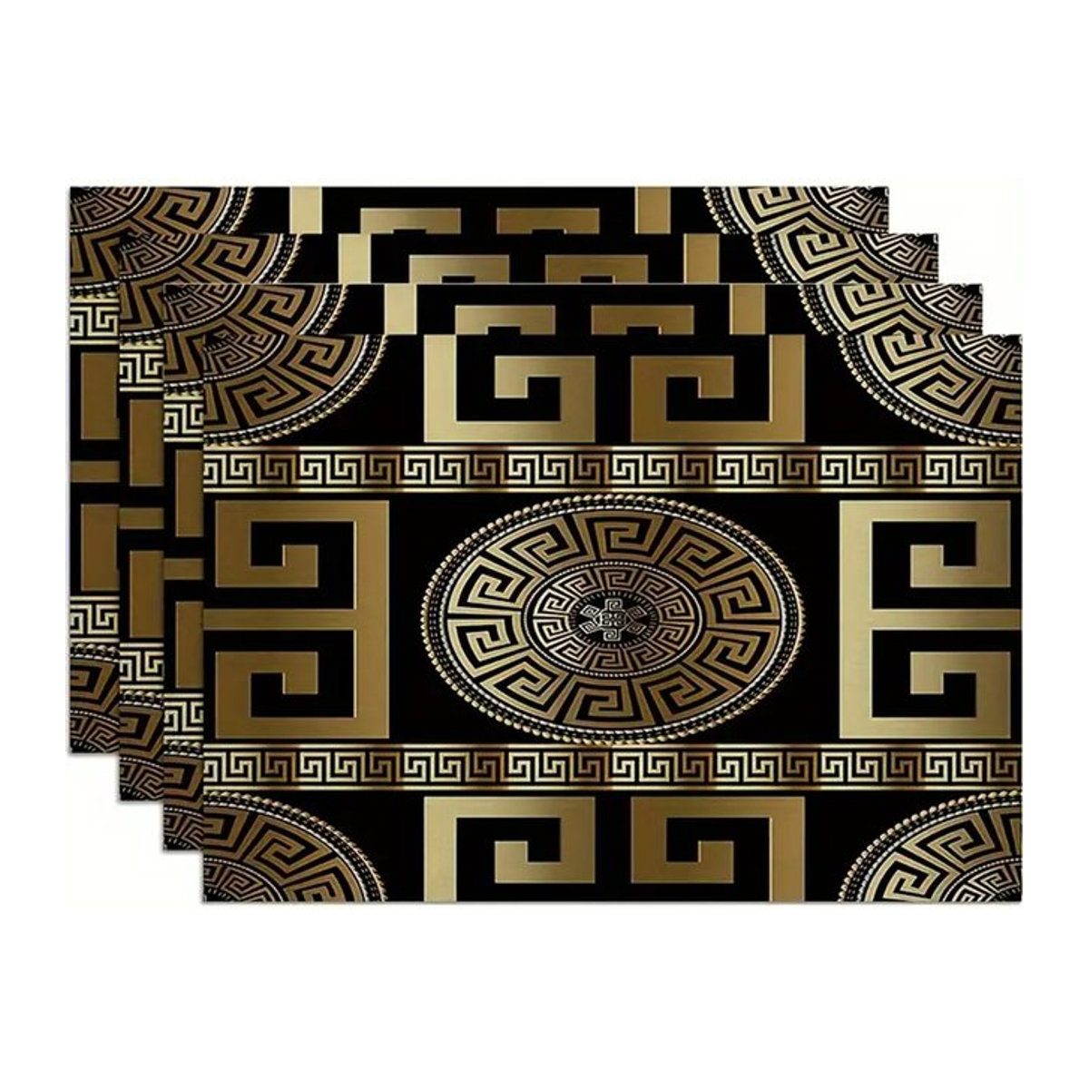 Elegante geometrische Tischsets in Schwarz und Gold für ein luxuriöses Ambiente - Bild 1