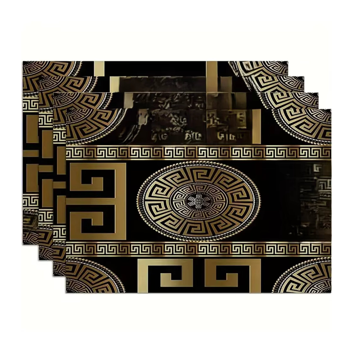 Elegante geometrische Tischsets in Schwarz und Gold für ein luxuriöses Ambiente - Bild 6