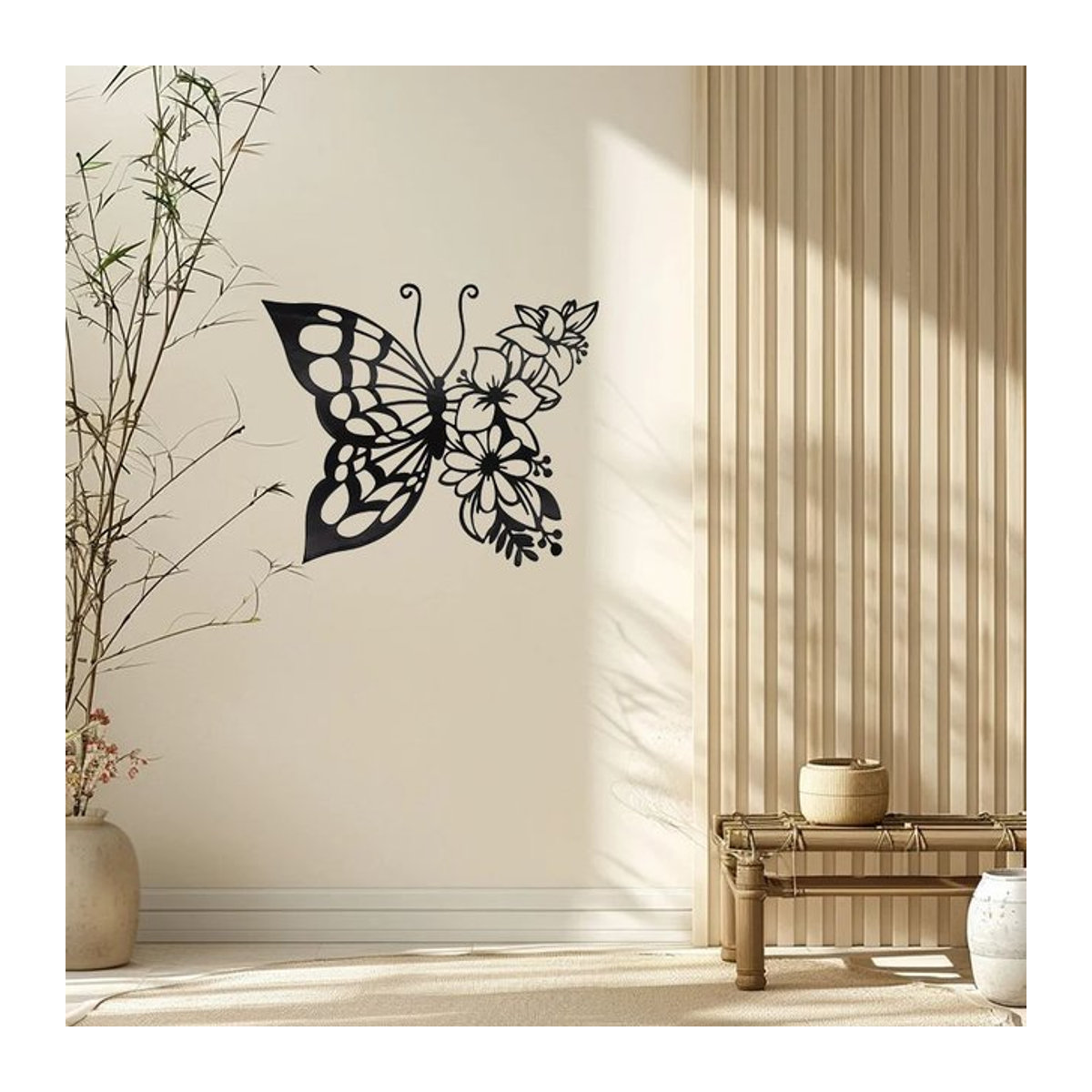 Elegante Schmetterling Wanddekoration aus Metall in Schwarz von CIFBUY für moderne florale Wandkunst - Bild 1