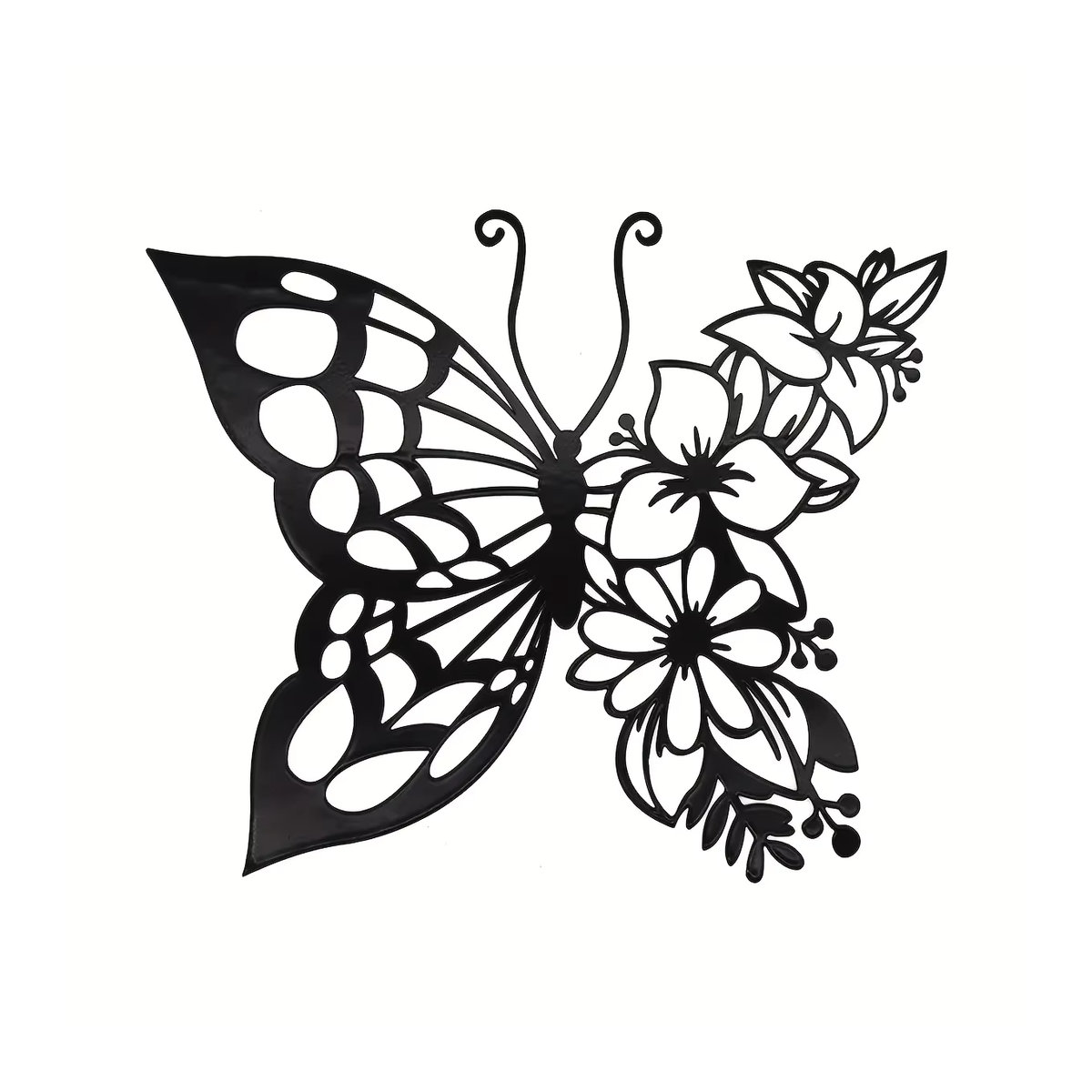 Elegante Schmetterling Wanddekoration aus Metall in Schwarz von CIFBUY für moderne florale Wandkunst - Bild 3