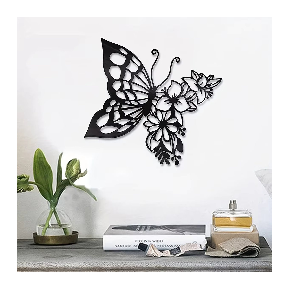 Elegante Schmetterling Wanddekoration aus Metall in Schwarz von CIFBUY für moderne florale Wandkunst - Bild 4