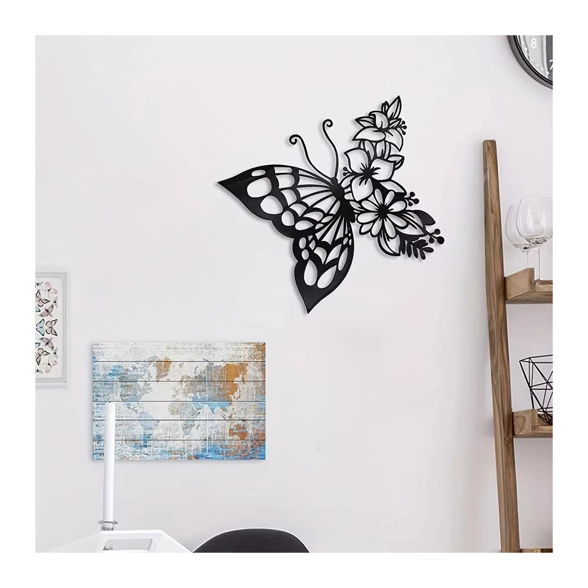 Elegante Schmetterling Wanddekoration aus Metall in Schwarz von CIFBUY für moderne florale Wandkunst - Bild 5