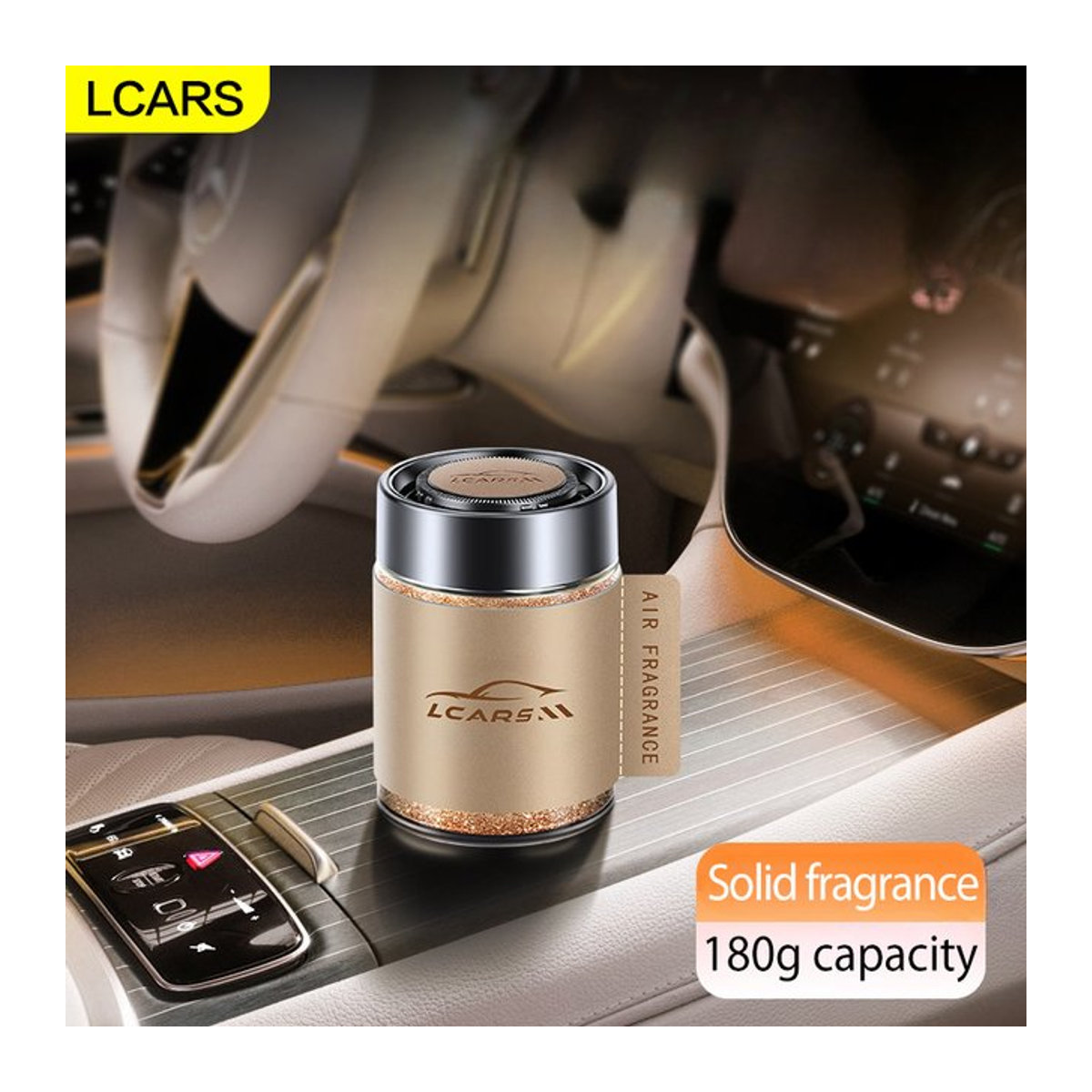 Eleganter Auto-Lufterfrischer mit Sparkle Gel Paste und beige PU-Leder-Hülle, universell für Auto und Zuhause - Bild 1