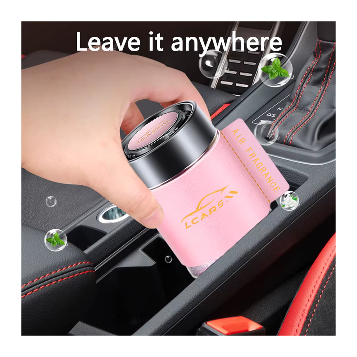 Eleganter Auto-Lufterfrischer mit Sparkle Gel Paste und beige PU-Leder-Hülle, universell für Auto und Zuhause - Bild 2