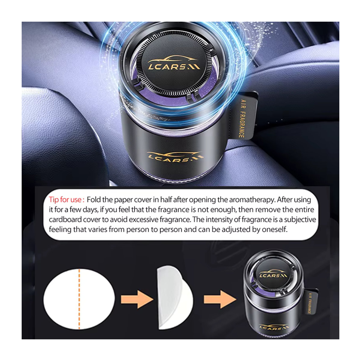Eleganter Auto-Lufterfrischer mit Sparkle Gel Paste und beige PU-Leder-Hülle, universell für Auto und Zuhause - Bild 3
