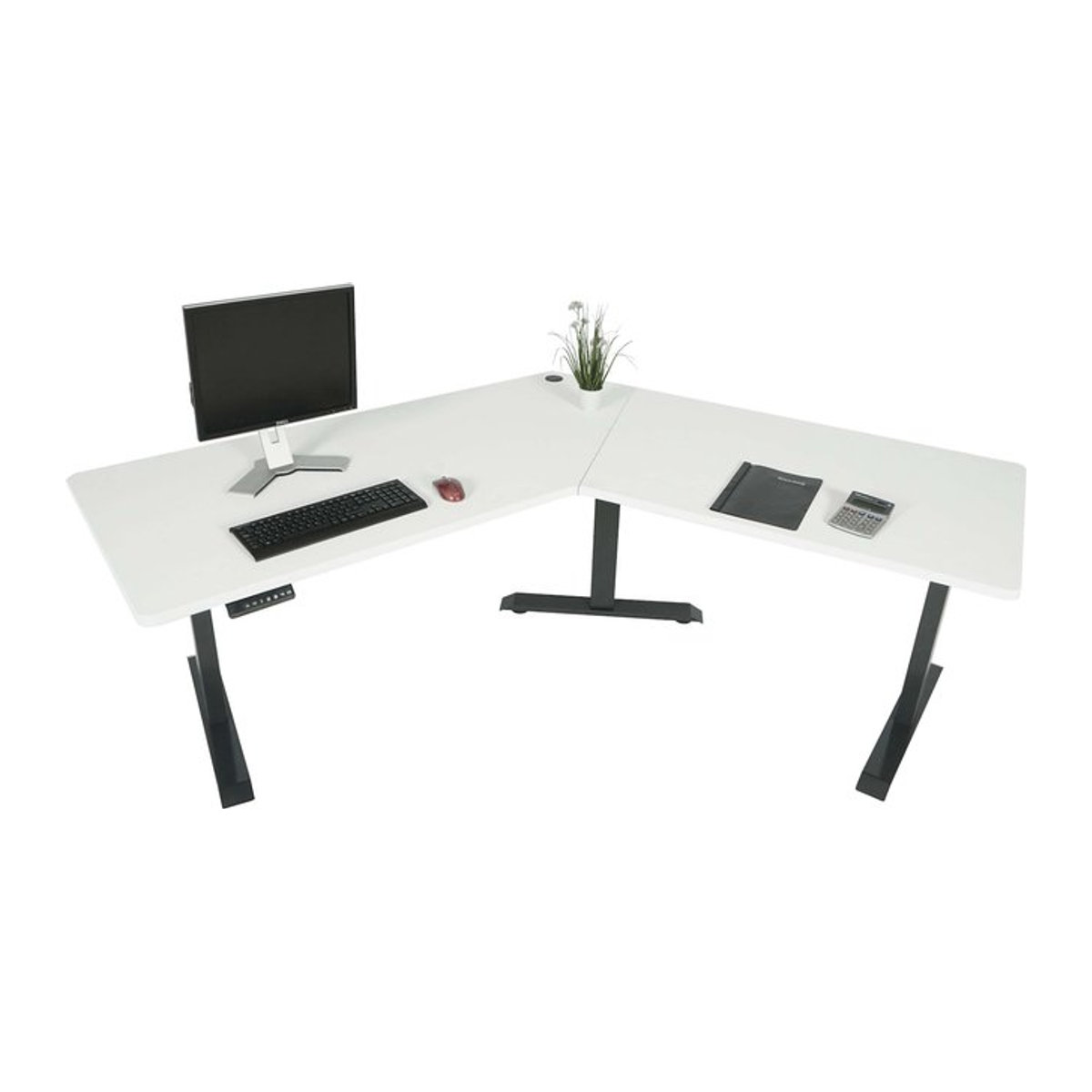 Elektrisch höhenverstellbarer Schreibtisch MCW-D40 Computertisch in Weiß und Anthrazit-Grau - Bild 1