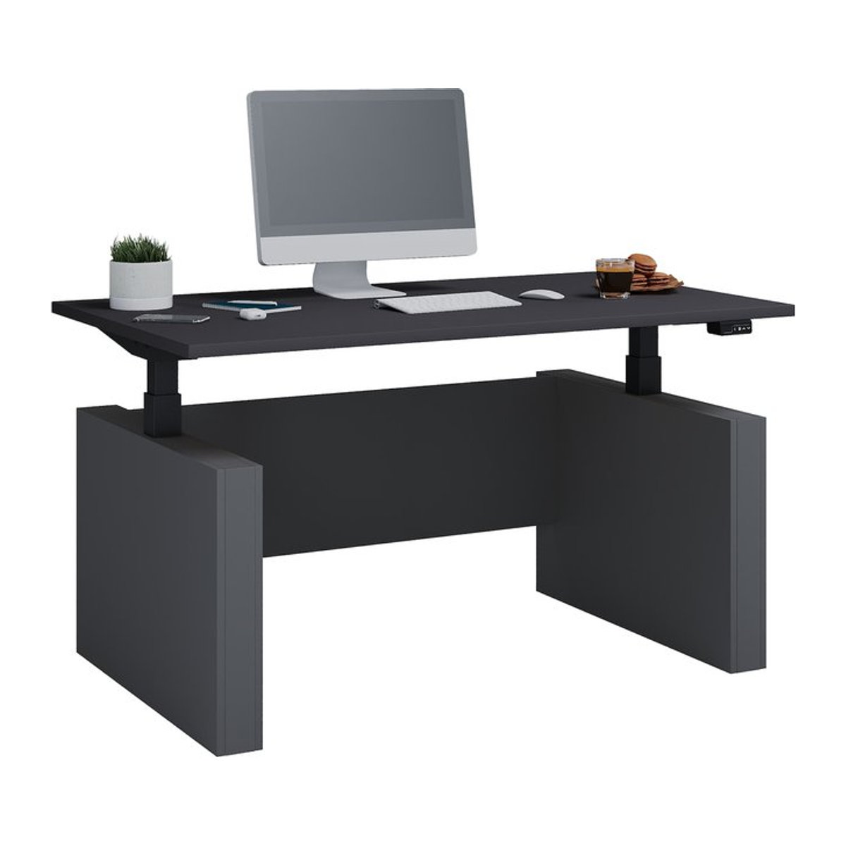 Elektrisch höhenverstellbarer Schreibtisch Salia von VCM in Schwarz, stufenlos von 71 bis 120 cm, B/T: 140 x 80 cm - Bild 1