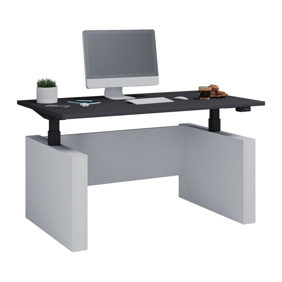 Elektrisch höhenverstellbarer Schreibtisch VCM Salia modern schwarz B/T: 140 x 80 cm, stufenlose Verstellung 71-120 cm - Bild 1
