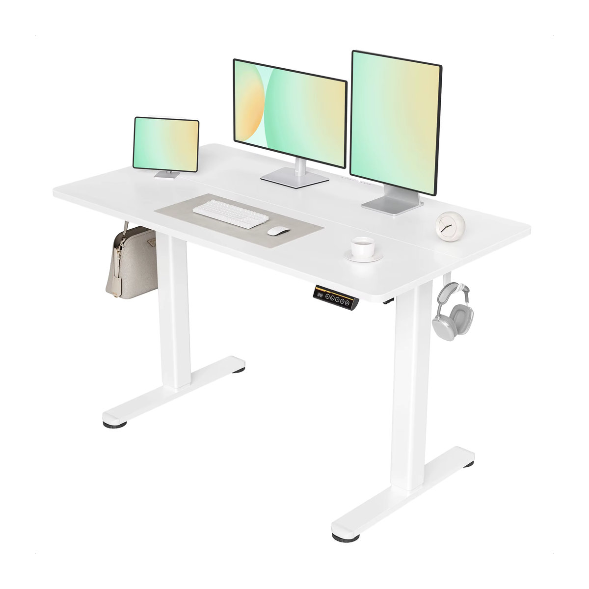 Elektrisch höhenverstellbarer Schreibtisch von Seang in Weiß oder Beige, B/T: 120 x 60 cm - Bild 2
