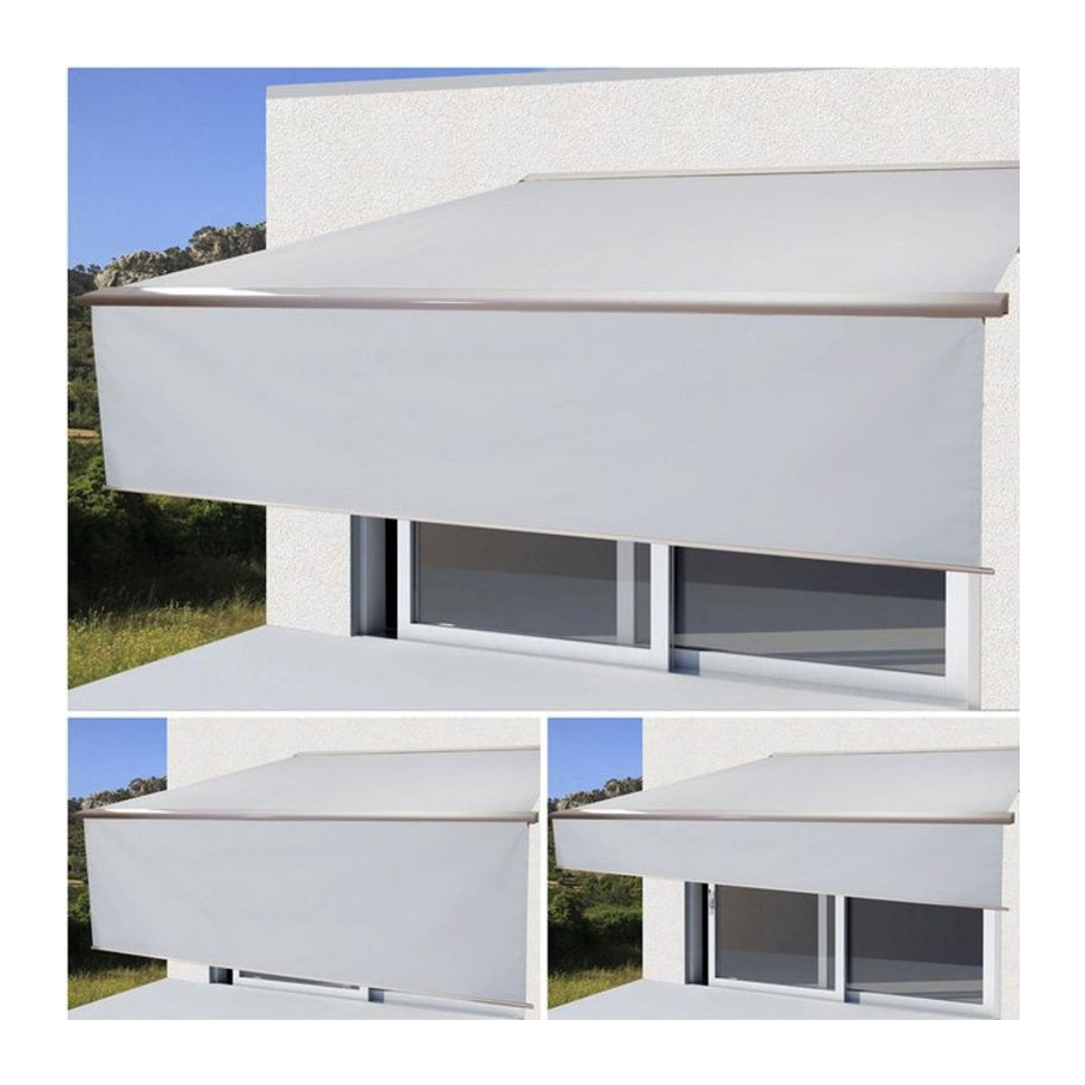 Elektrische Kassetten-Markise MCW H124 Vollkassette mit ausfahrbarem Volant in Beige aus Acryl, B: 400 cm, A: 300 cm - Bild 1