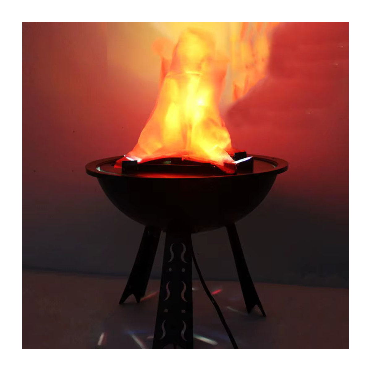 Elektrische LED Flammen Deko für Halloween, schwarze Metall-Feuerdekoration für Spukhaus und Party - Bild 2
