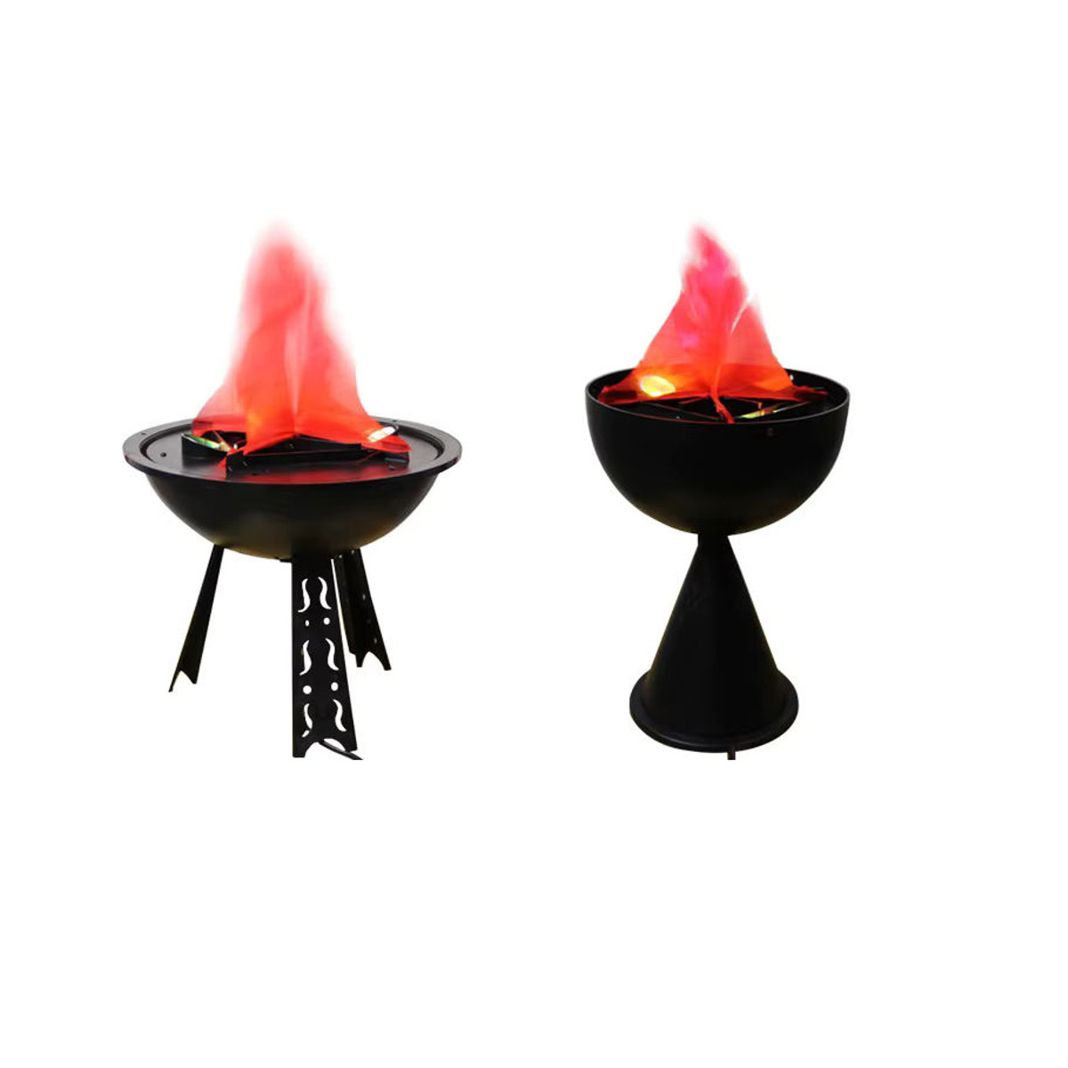 Elektrische LED Flammen Deko für Halloween, schwarze Metall-Feuerdekoration für Spukhaus und Party - Bild 3