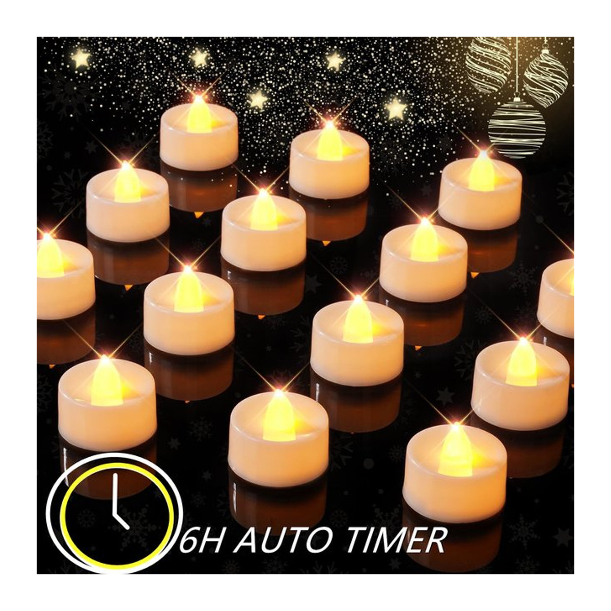 Elektrische LED Teelichter mit Flackereffekt und Timer in Weiß für Dekorationen zu Weihnachten, Halloween oder Hochzeiten - Bild 1