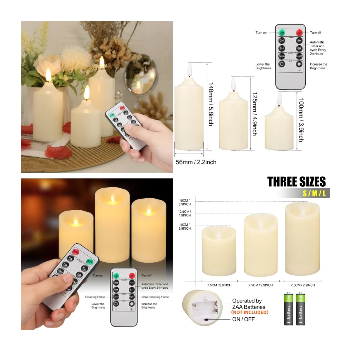 Elektrische LED Teelichter mit Flackereffekt und Timer in Weiß für Dekorationen zu Weihnachten, Halloween oder Hochzeiten - Bild 3